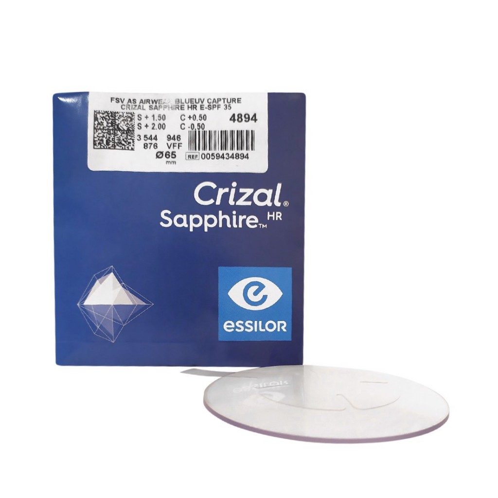 Tròng kính  Essilor Poly Crizal Sapphire HR Blue UV Capture