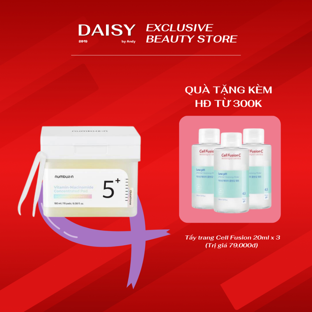 Miếng TBC Numbuzin No.5 Vitamin-Niacinamide Concentrated Pad 180ml