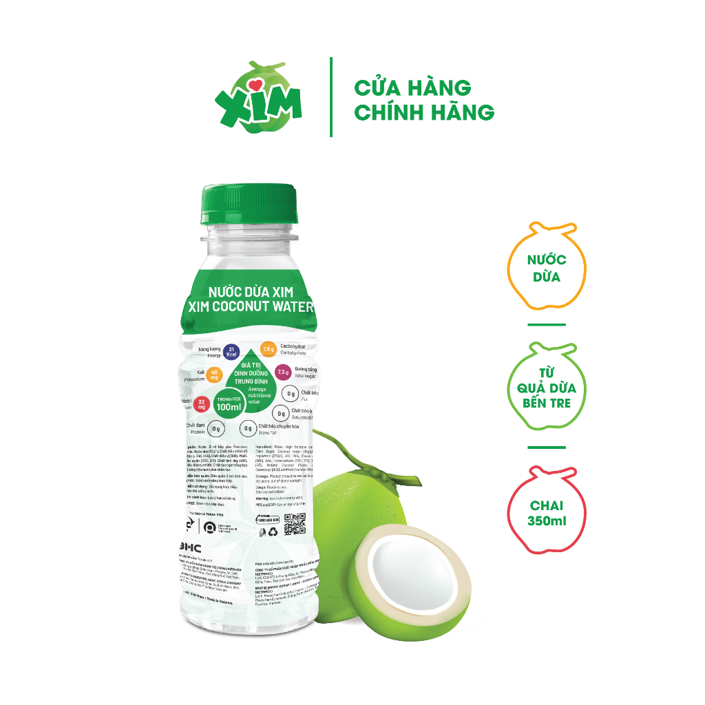 Lốc 06 Chai Nước Dừa Xim/ Nước Dừa Xim Thạch Dừa Tươi Chai 350mL - COCOXIM - YOOSOO
