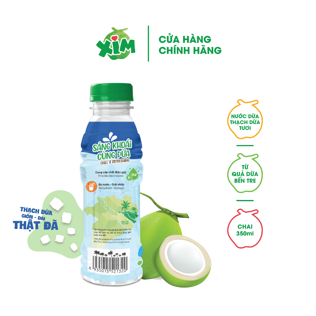 Lốc 06 Chai Nước Dừa Xim/ Nước Dừa Xim Thạch Dừa Tươi Chai 350mL - COCOXIM - YOOSOO