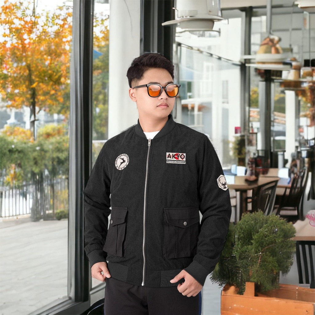 Áo Khoác Bomber Bigsize Nam AKYOO 2 Lớp Cao Cấp Không Bai Nhão- AK BB NHUNG