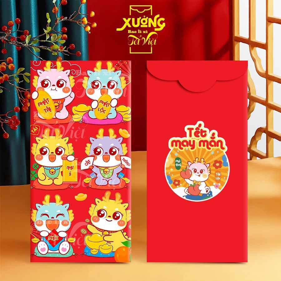 Xấp 10 Bao Lì Xì Con Rồng Tết 2024 PUKAPI
