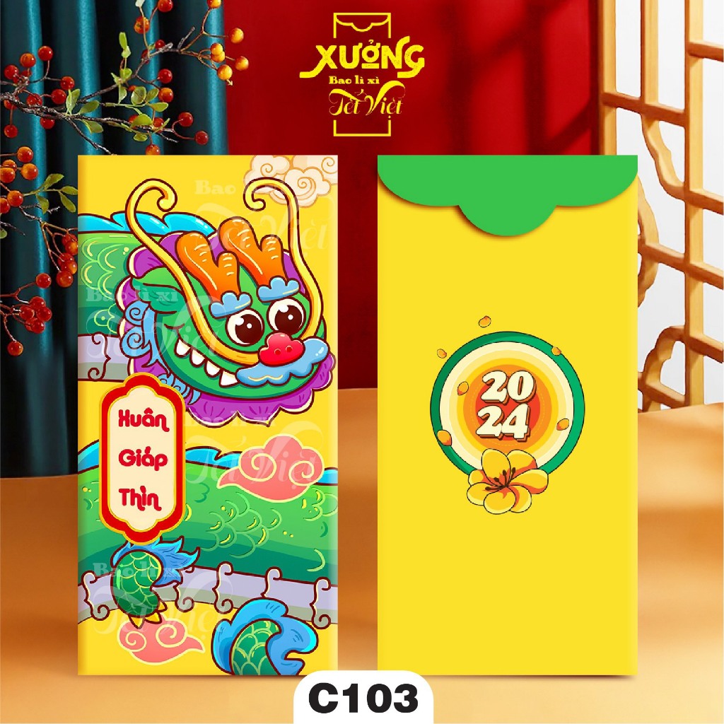Xấp 10 Bao Lì Xì Con Rồng Tết 2024 PUKAPI