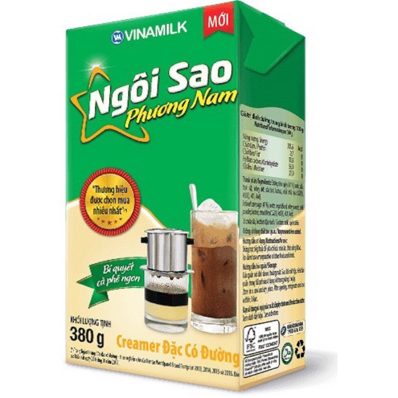 Sữa đặc có đường Ngôi Sao Phương Nam  Hộp giấy 380g-có ship hỏa tốc HCM