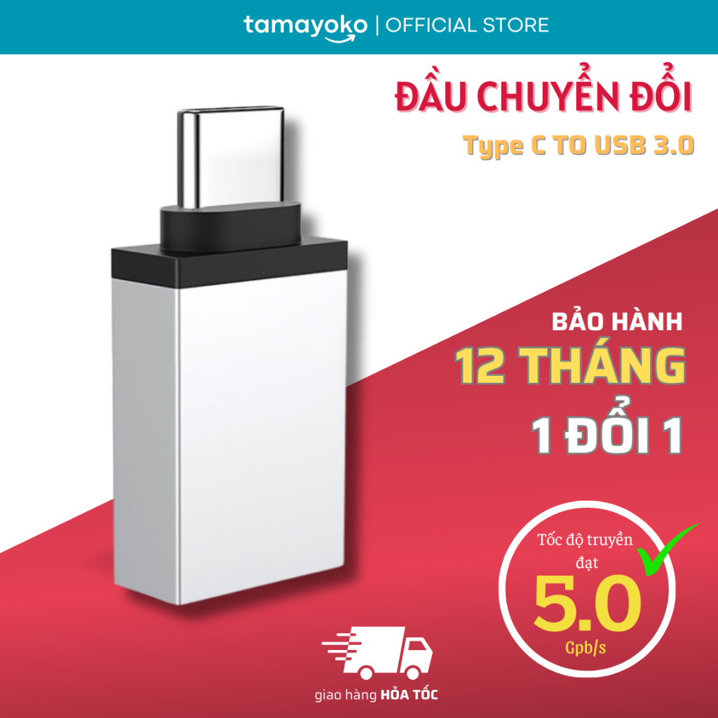 Đầu Chuyển Đổi USB Type C Tamayoko Sang USB 3.0 - Hàng Chính Hãng