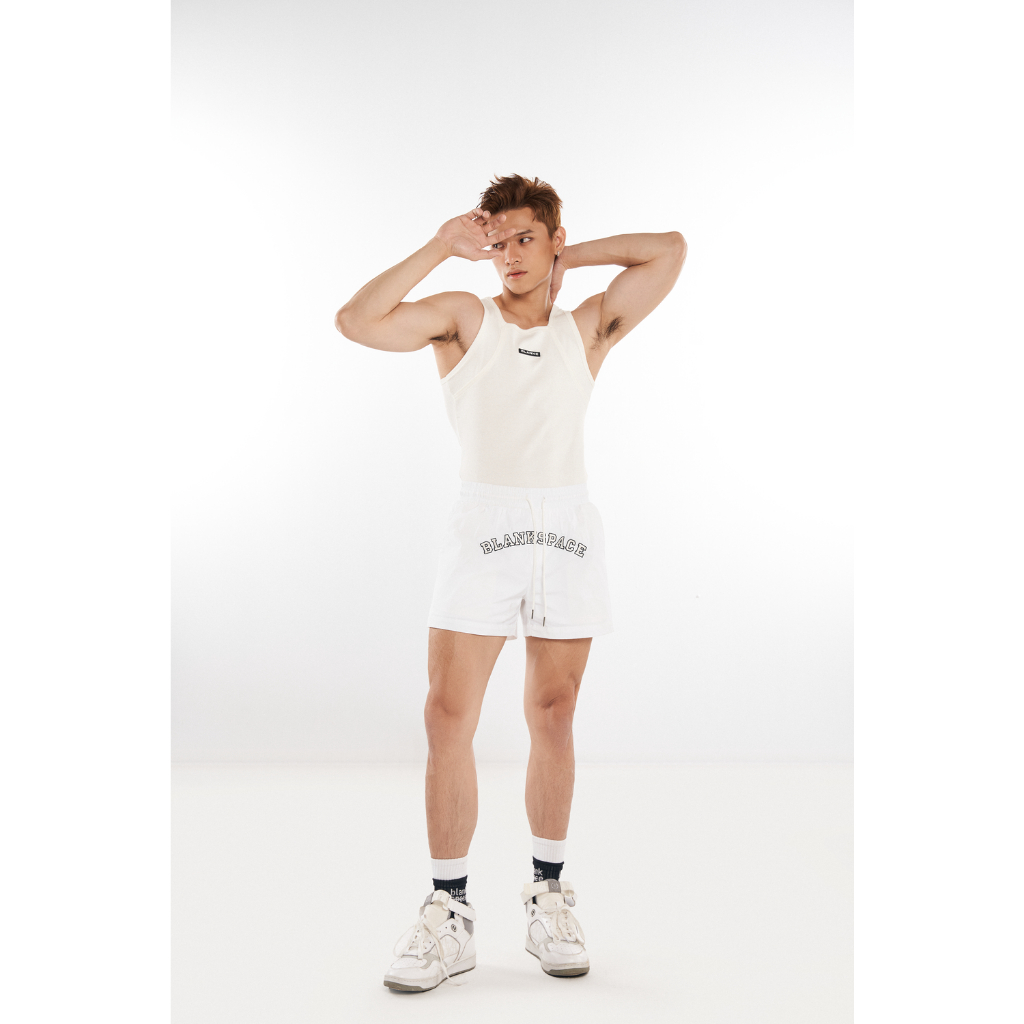 BLANKESPACE Áo Thể Thao SQUARE TANKTOP Vải Cotton Co Giãn Tốt Nam Nữ Unisex Màu Đen Trắng