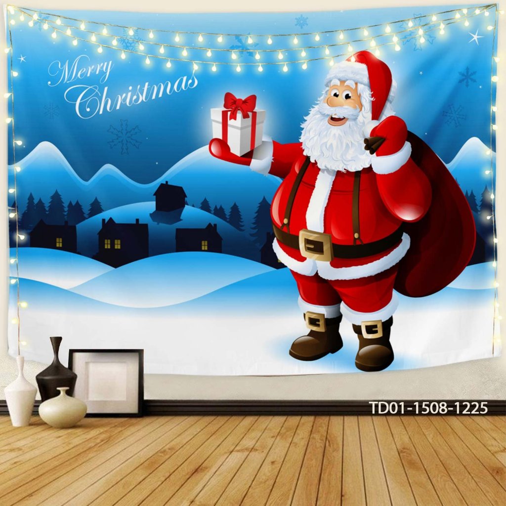 Tranh vải treo tường trang trí Noel Lala - Tranh vải hình ông già Noel, cây thông decor nhà cửa, tiệc tùng