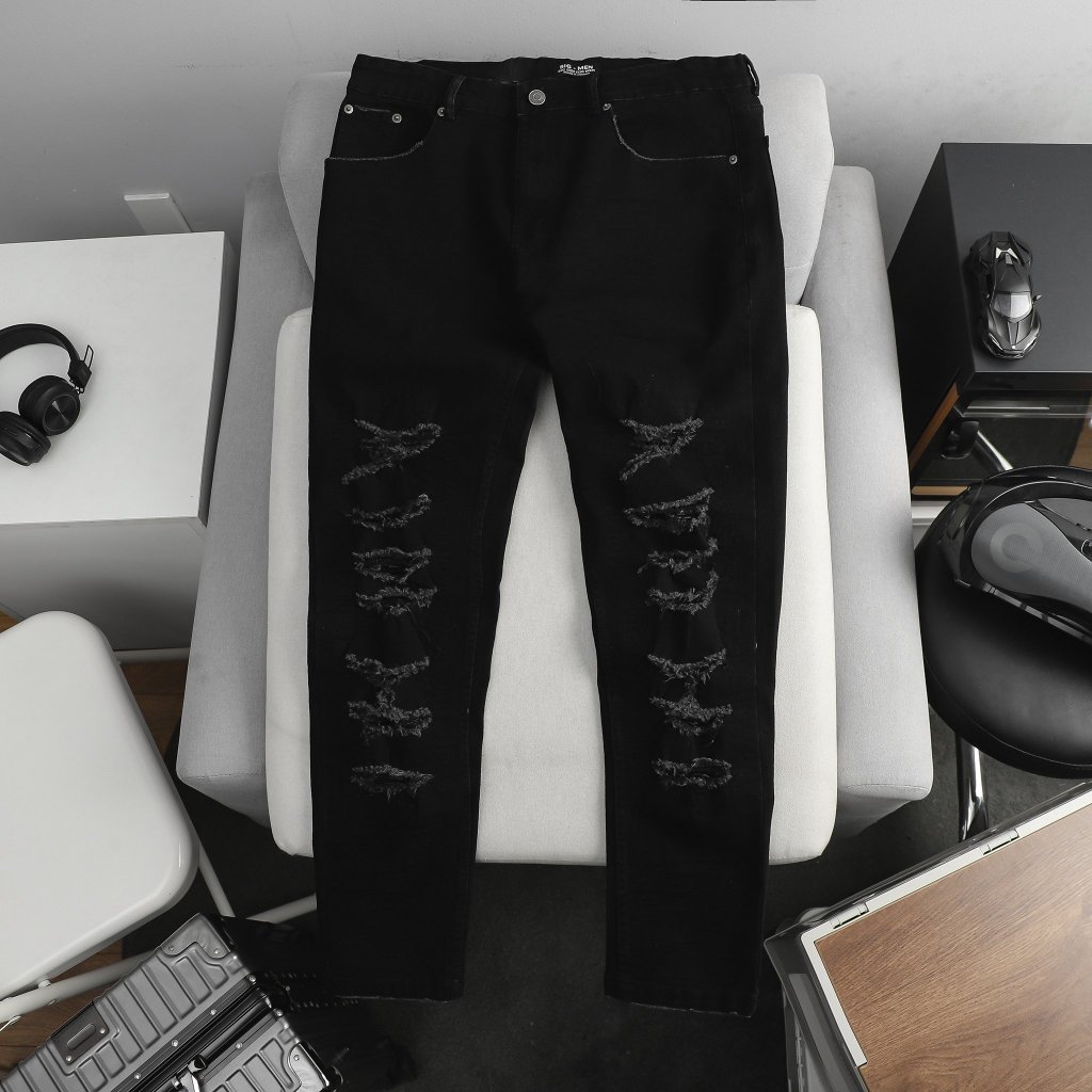 Quần jean dài rách thời trang form skinny cỡ đại bigsize nam < 140kg
