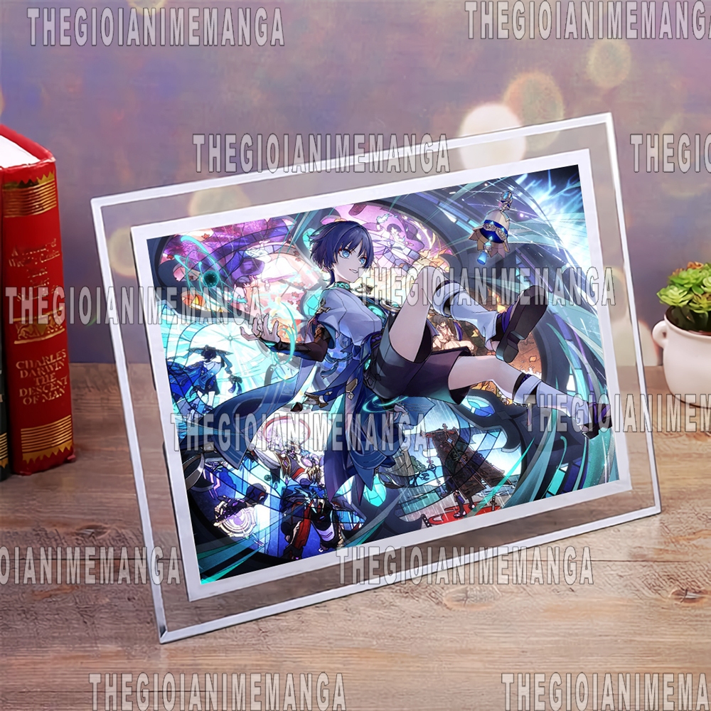 Khung kính SCARAMOUCHE GENSHIN IMPACT Wanderer in hình game anime chibi quà tặng trang trí để bàn 2 size