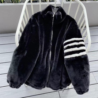 Áo khoác lông thome 4 vạch mượt nam nữ-Áo khoác lông cừu siêu ấm hàng VNXK