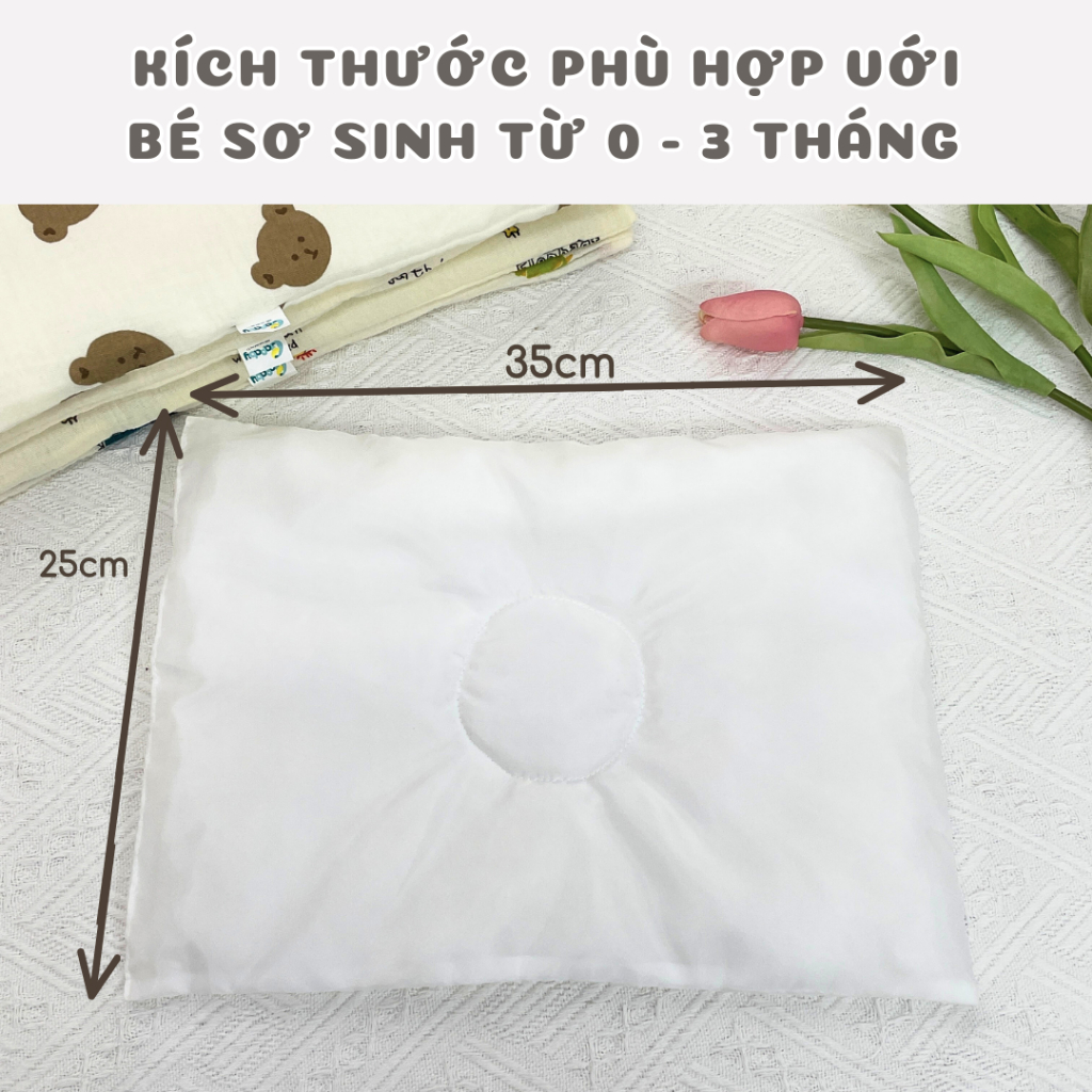Gối Xô Sơ Sinh Mỏng Dưới 2cm Lót Đầu Cho Bé BAFABY Vải Xô Muslin An Toàn Thấm Hút Tốt - 348