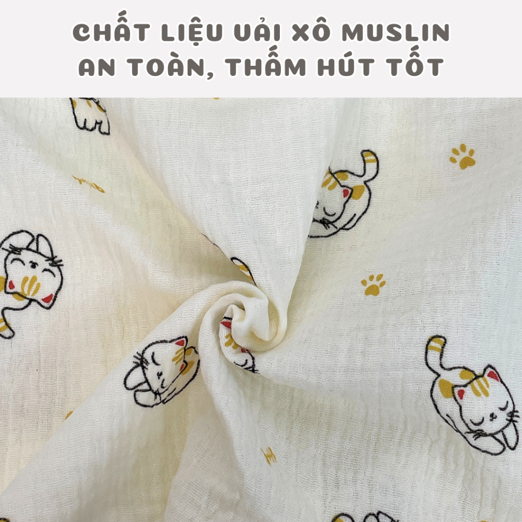 Gối Xô Sơ Sinh Mỏng Dưới 2cm Lót Đầu Cho Bé BAFABY Vải Xô Muslin An Toàn Thấm Hút Tốt - 348