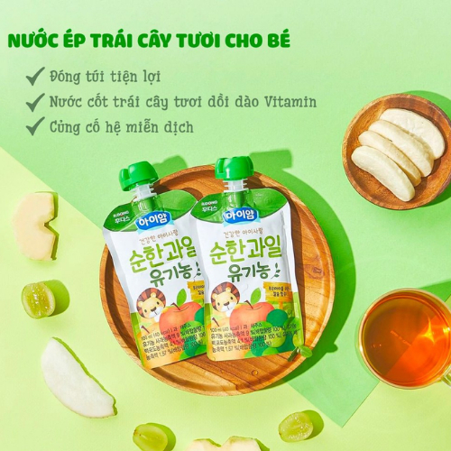 Nước ép trái cây nguyên chất ILDONG dạng túi cho bé gói 100ml