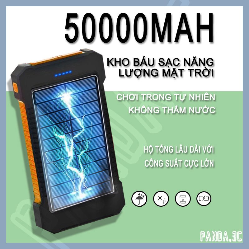 Sạc dự phòng năng lượng mặt trời chống nước phiên bản mới cao cấp,sạc không dây dung tích lớn dùng dã ngoại và phượt tốt