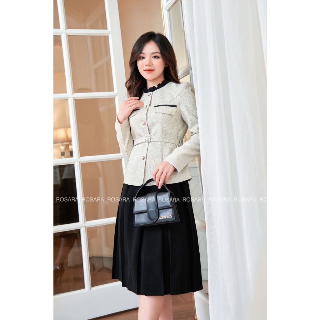 Áo Khoác Dạ Tex Màu Ghi Tiêu Thời Trang Nữ Rosara K19