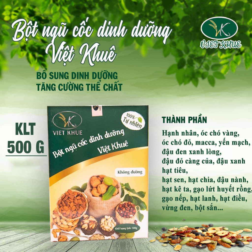 Bột ngũ cốc dinh dưỡng Việt Khuê hộp 500gr, bổ sung dinh dưỡng, phù hợp với mọi lứa tuổi
