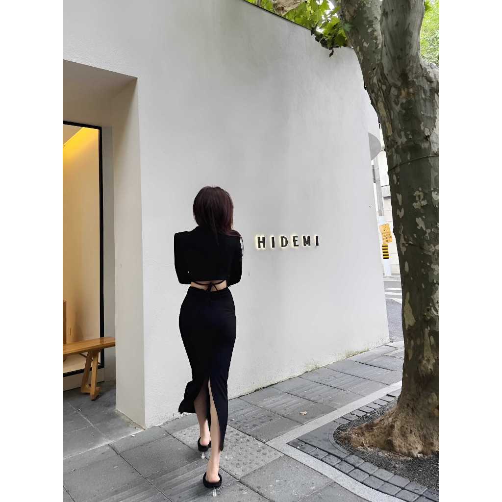 Set đầm body dài tay Emili, váy body kiểu nữ phong cách cá tính