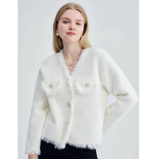 [SẴN] Áo cardigan len lông thỏ túi ngực cúc ngọc mềm mịn Hàn quốc