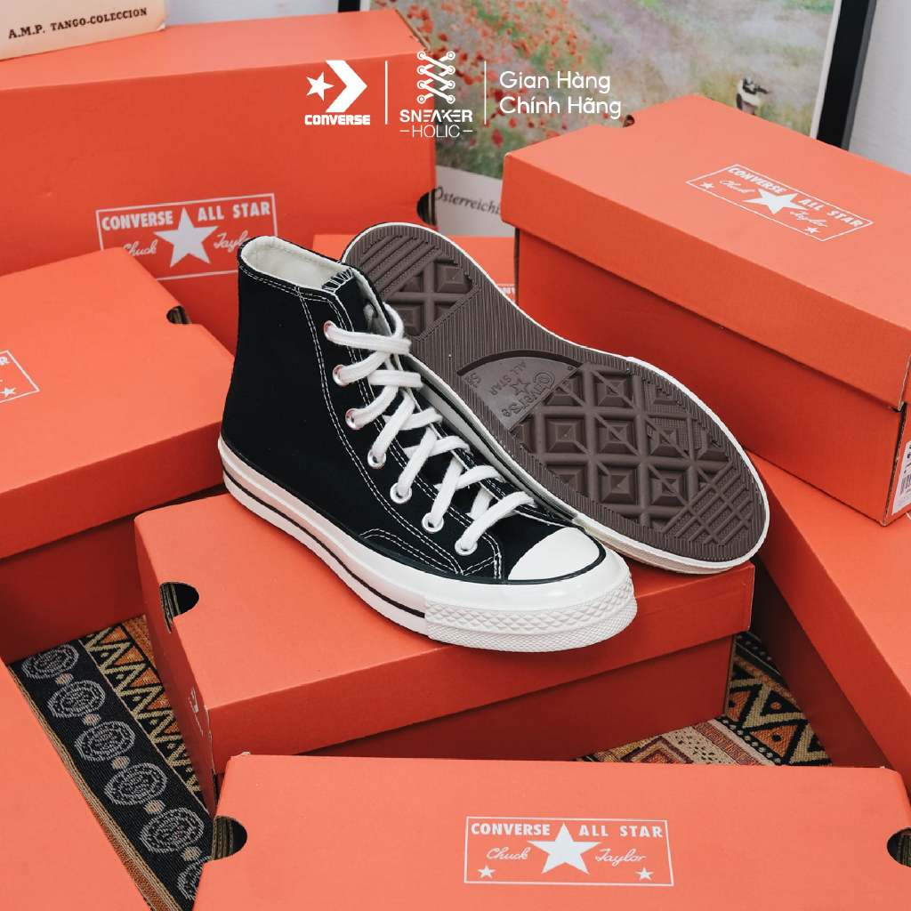 Giày Sneaker Nam Nữ CONVERSE Chuck 1970s High Black - 162050C - Cổ Cao Đen, Thời Trang Unisex, Chính Hãng Full Box