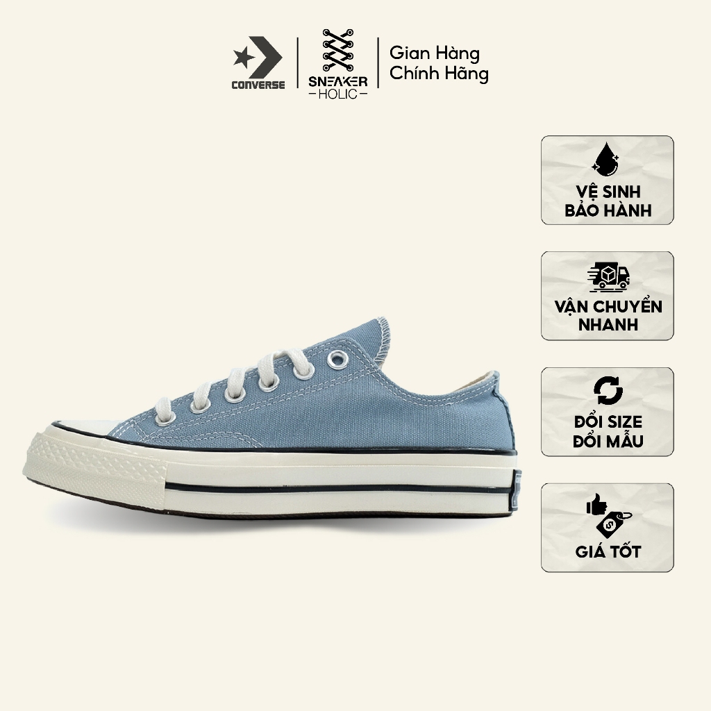 Giày Sneaker Nam Nữ CONVERSE Chuck 1970s Vintage Canvas Low Cocoon Blue - A04586C - Xanh Cổ Thấp, Thời Trang Unisex