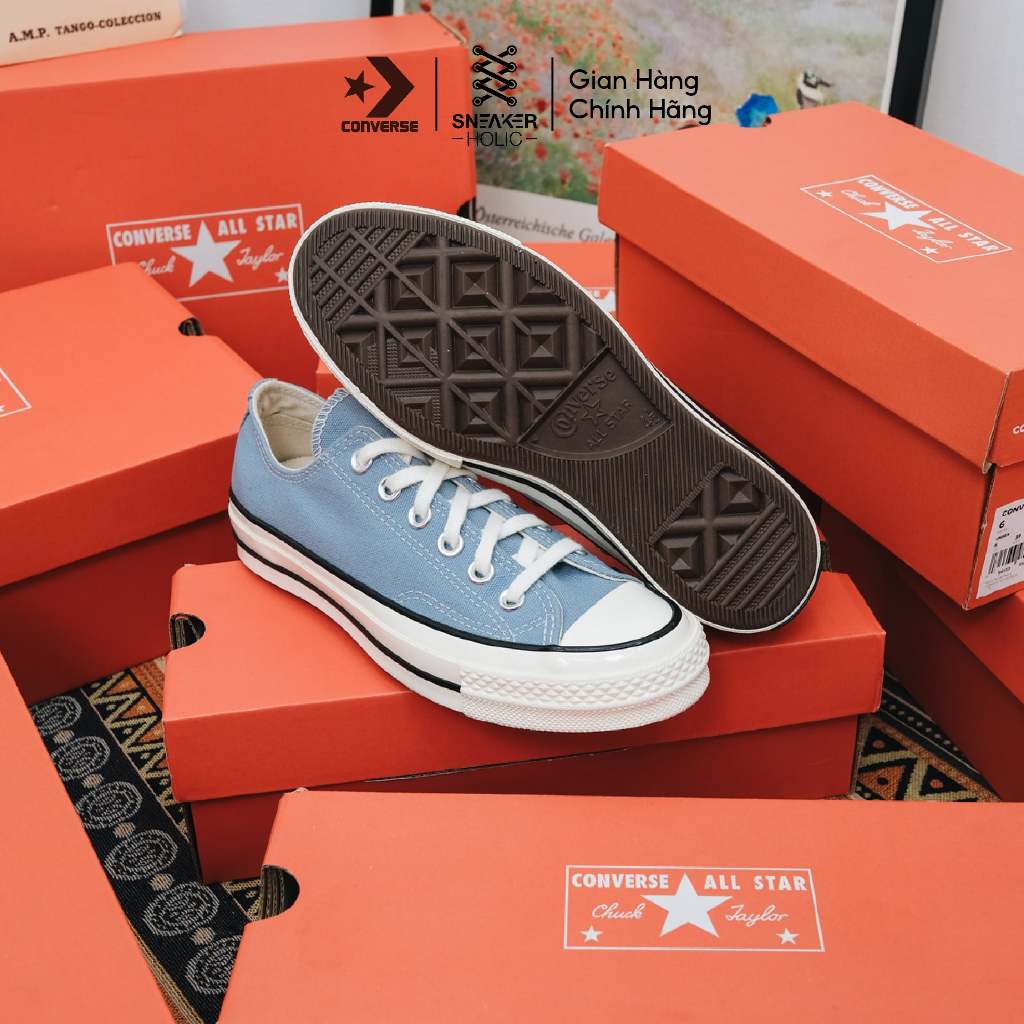Giày Sneaker Nam Nữ CONVERSE Chuck 1970s Vintage Canvas Low Cocoon Blue - A04586C - Xanh Cổ Thấp, Thời Trang Unisex