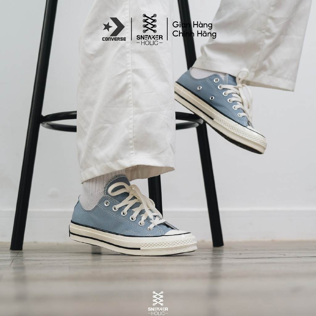 Giày Sneaker Nam Nữ CONVERSE Chuck 1970s Vintage Canvas Low Cocoon Blue - A04586C - Xanh Cổ Thấp, Thời Trang Unisex