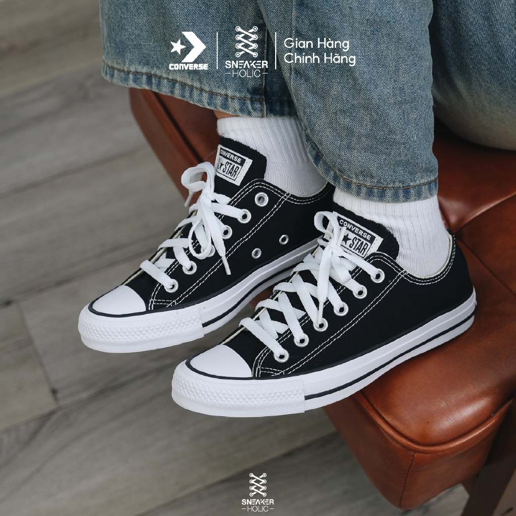 Giày Sneaker Nam Nữ CONVERSE Chuck Taylor All Star Classic Low Black - M9166C - Classic Cổ Thấp Đen, Thời Trang Unisex