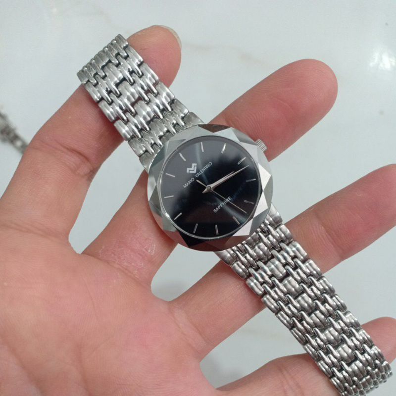 Đồng hồ si nam hiệu MARIO VALENTINO niềng đá kính sapphire vỏ thép độ mới 92%