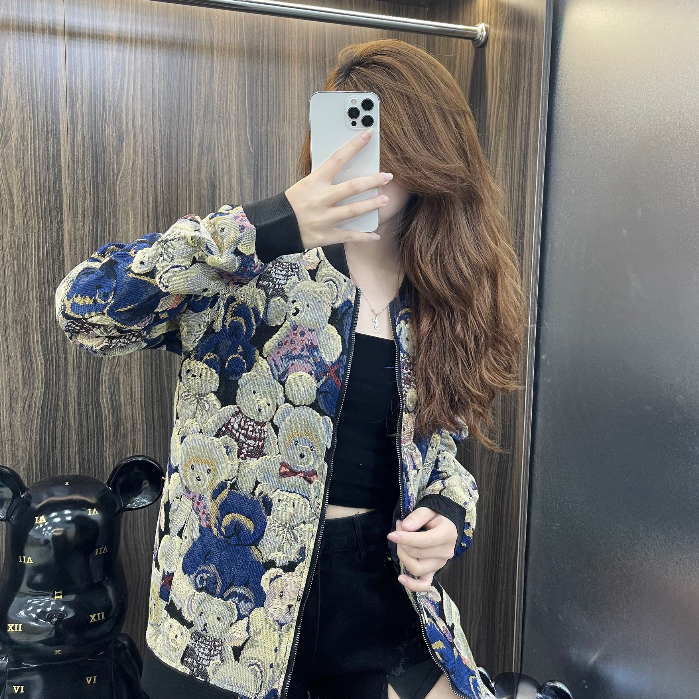 Áo Khoác Bomber Mochino Gấu 2 Lớp Form Rộng Unisex Hàng Quảng Châu Mẫu Hot 2023, A3