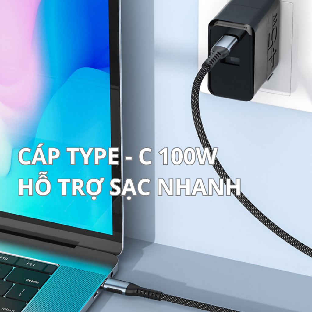 Dây Cáp Sạc Nhanh USB Type C to Type C 100W Tamayoko Dài 2M Dây Dù Siêu Bền Chuyên Sạc Laptop, Smartphone, Tablet