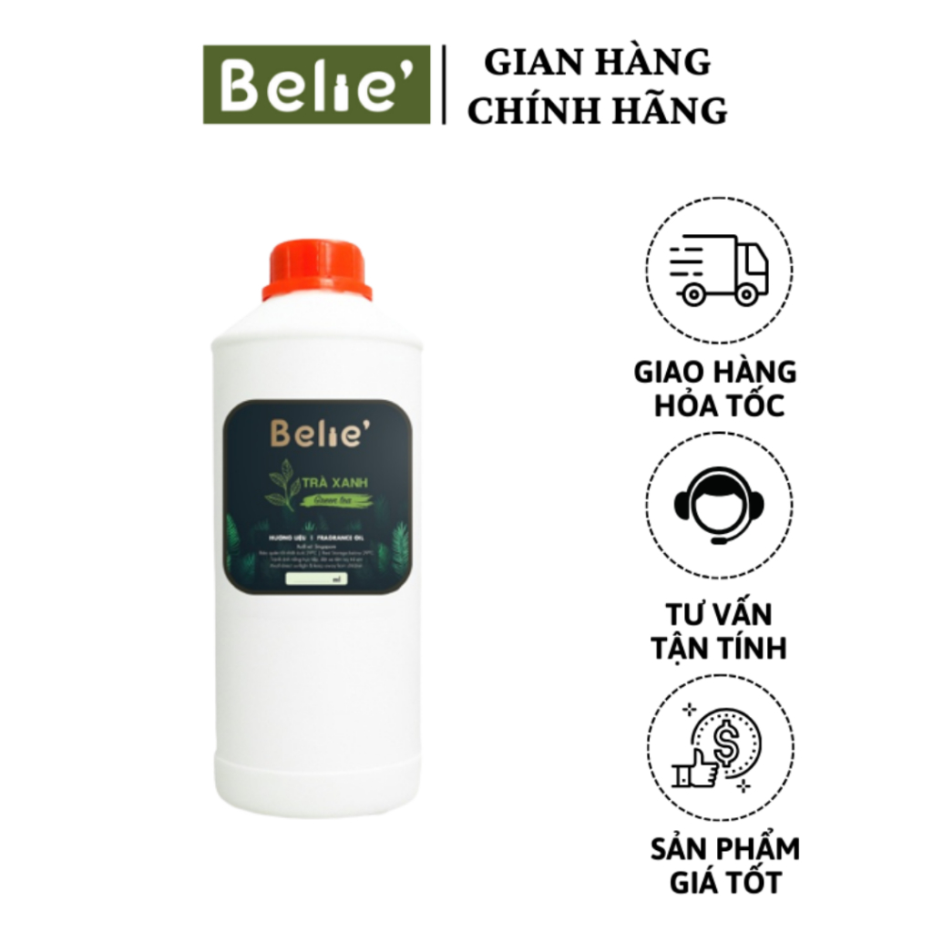 Hương Trà Xanh Thiên Nhiên Belie 500,1000ml Giúp Xông Thơm, Khử Mùi, Làm Dầu Massage