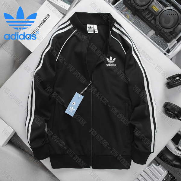 Áo Khoác Bomber Adidas Thể Thao Nam Vải Thun Nỉ Dày Co Giãn Chống Nước Áo Khoác 3 Sọc Thể Thao Siêu Đẹp