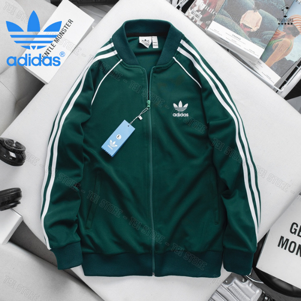 Áo Khoác Bomber Adidas Thể Thao Nam Vải Thun Nỉ Dày Co Giãn Chống Nước Áo Khoác 3 Sọc Thể Thao Siêu Đẹp