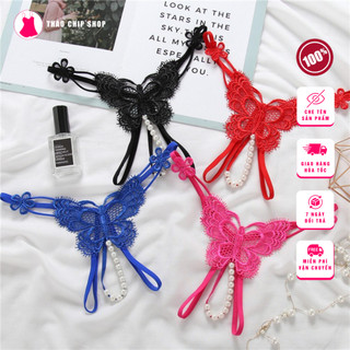 Quần lót, quần chip lọt khe nữ Thảo chip xẻ đáy hình con bướm đính hạt ngọc ren gợi cảm sexy quyến rũ Thảo Chip QL108