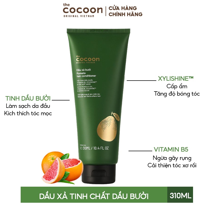 Bộ Dầu Gội và Dầu Xả Bưởi Pomelo Cocoon Phục Hồi Ngăn Rụng Tóc 310ml/chai