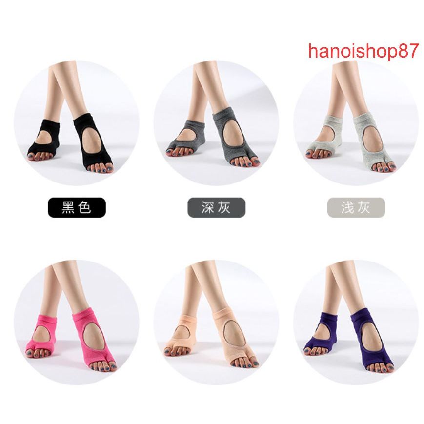 Tất / vớ Chân Tập Yoga Hở Ngón Gắn Hạt Silicon, Vải Thấm Hút Mồ Hôi