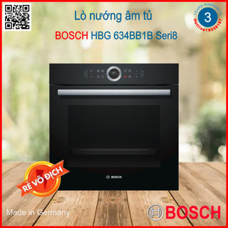Lò nướng âm tủ bosch hbg634bb1b seri8 dung tích 71l có 13 phương pháp gia nhiệt cửa kính 4 lớp