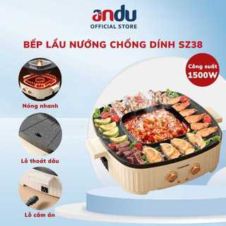 Bếp Lẩu Nướng Kết Hợp 2 Trong 1 Size 36Cm Vừa Lẩu Vừa Nướng Không Khói Siêu Tiện Lợi