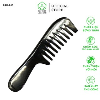 Lược răng thưa sừng trâu đen hahanco size 18.5cm chải tóc xoăn/rối