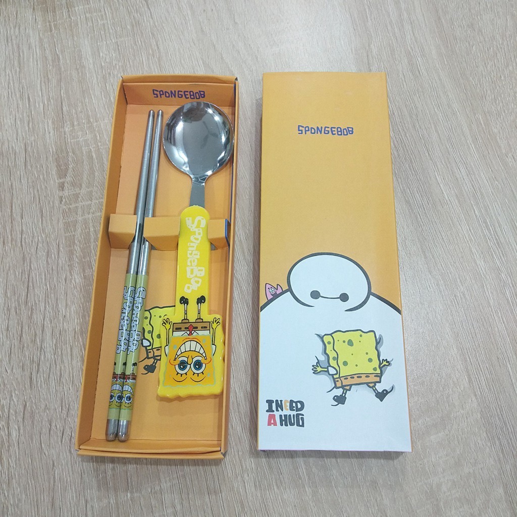 BỘ MUỖNG ĐŨA INOX CHO EM BÉ, THÌA ĐŨA HOẠT HÌNH CHO TRẺ EM DỂ THƯƠNG