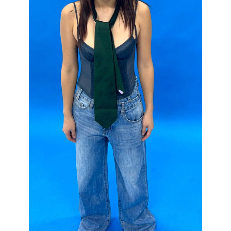 QUẦN JEANS SUÔNG RỘNG LỆCH NÚT - XANH NHẠT [ MERCIDENIM ]