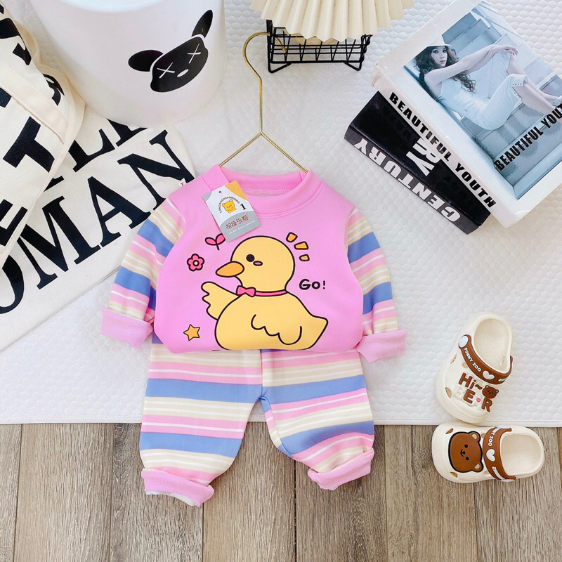 Bộ nỉ bông dày dặn 5-15kg hìn đáng yêu cho be si bé gái t