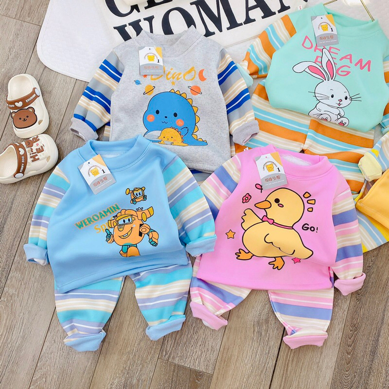 Bộ nỉ bông dày dặn 5-15kg hìn đáng yêu cho be si bé gái t