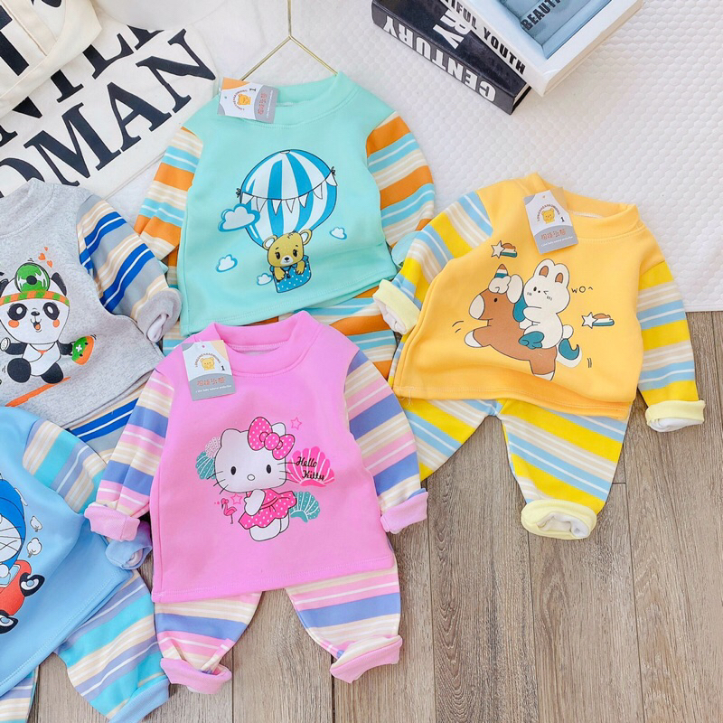 Bộ nỉ bông dày dặn 5-15kg hìn đáng yêu cho be si bé gái t
