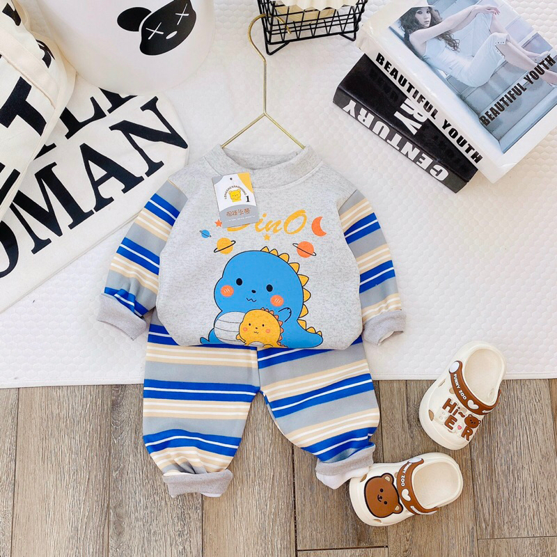 Bộ nỉ bông dày dặn 5-15kg hìn đáng yêu cho be si bé gái t