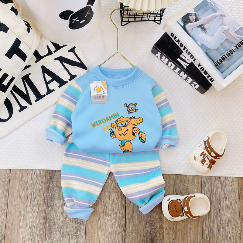 Bộ nỉ bông dày dặn 5-15kg hìn đáng yêu cho be si bé gái t