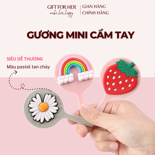  Gương Mini Cầm Tay Di Động Soi Mặt Bỏ Túi Tiện Lợi Phong Cách Vintage Gương Trang Điểm 