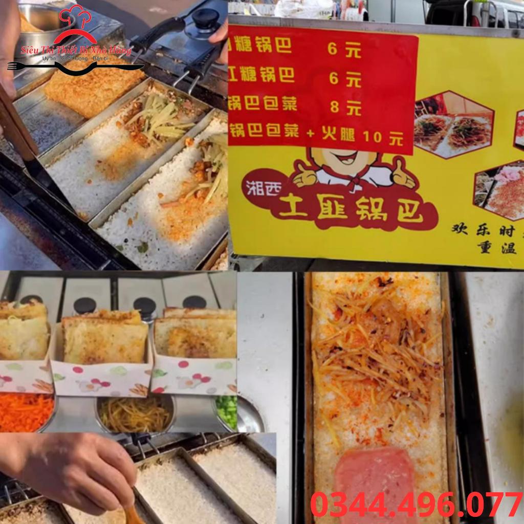 Bếp chiên cơm cháy kẹp- Máy làm cơm cháy kẹp vỉa hè nhà hàng bảo hành 12 tháng-sử dụng gas-hàng cao cấp