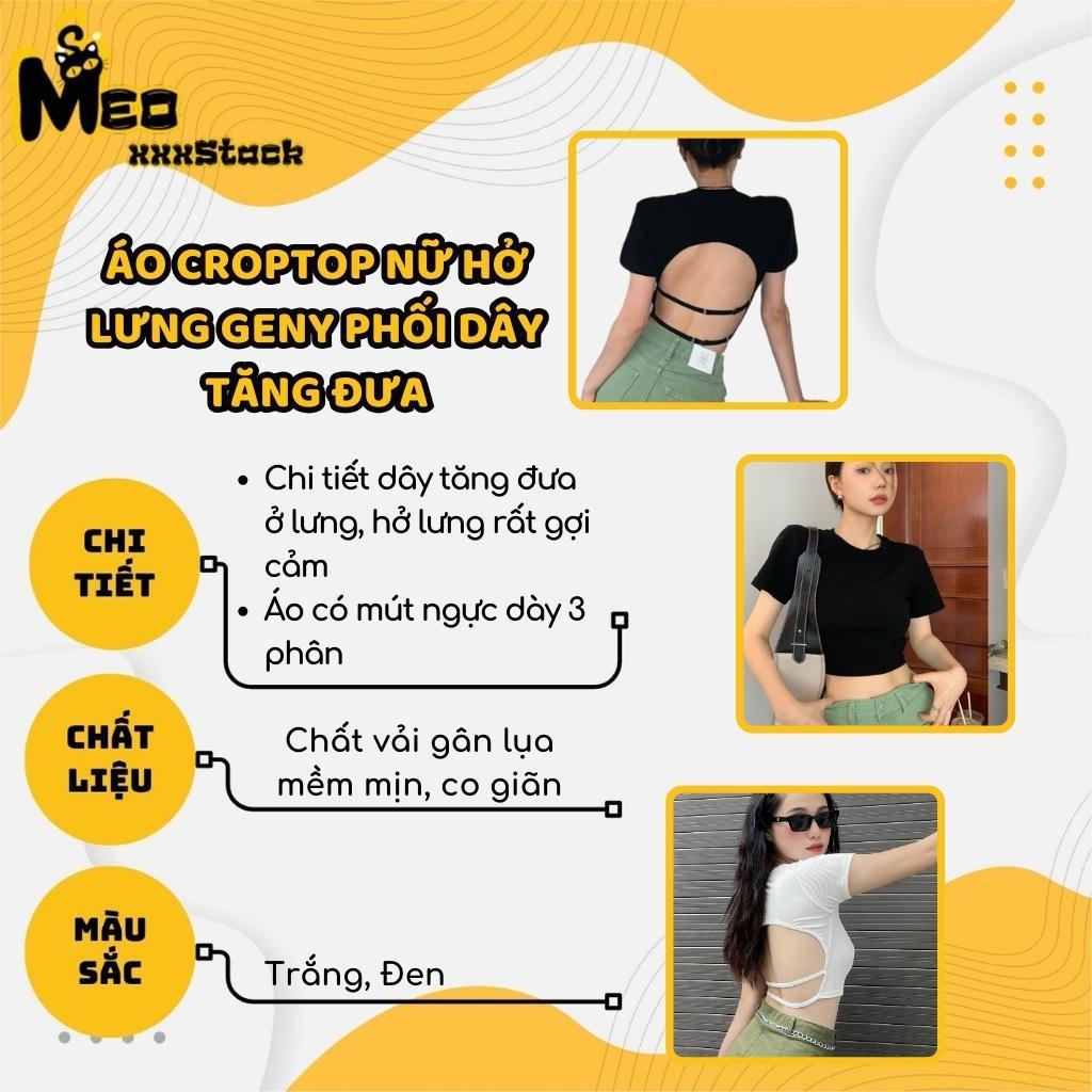 1 GÓI NƯỚC XẢ VẢI THƠM LÂU DÀNH CHO Áo croptop nữ hở lưng có mút ngực MeoxxxStack lưng phối dây cực xinh, áo
