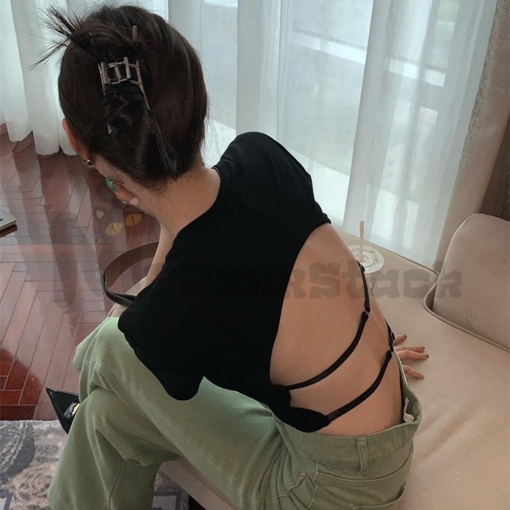 1 GÓI NƯỚC XẢ VẢI THƠM LÂU DÀNH CHO Áo croptop nữ hở lưng có mút ngực MeoxxxStack lưng phối dây cực xinh, áo